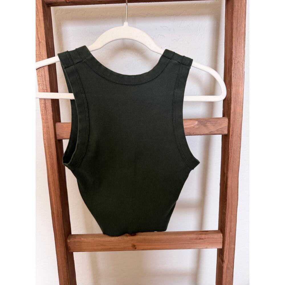 Brandy Melville | Forest Green Short Sleeve Ribbed Tank